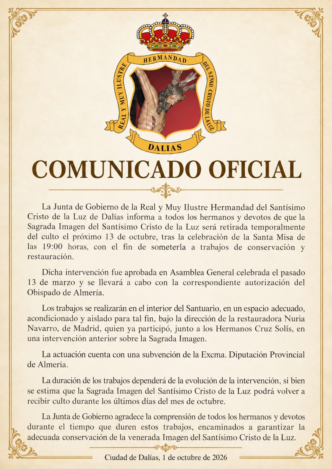 Comunicado Oficial 13/10/2026