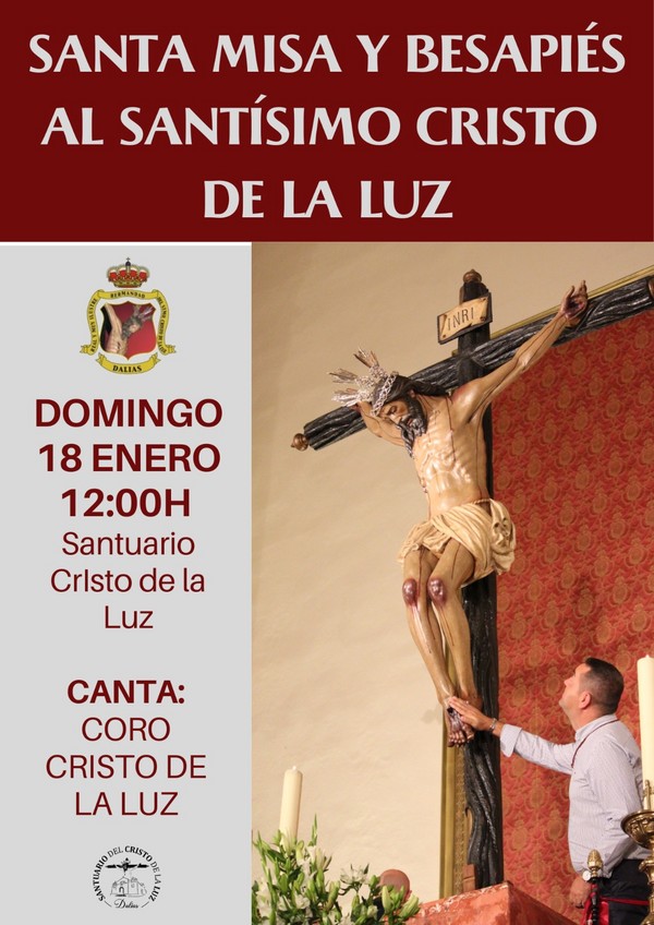 La Hermandad del Cristo de la Luz celebrará Santa Misa y Besapiés el próximo 18 de enero