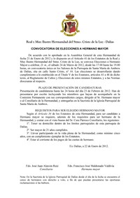 CONVOCATORIA DE ELECCIONES A HERMANO MAYOR