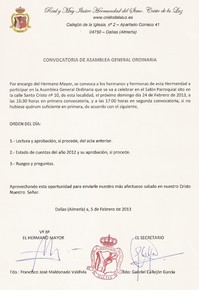 CONVOCATORIA ASAMBLEA GENERAL ORDINARIA