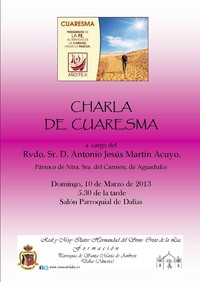 CHARLA DE CUARESMA A CARGO DE D. ANTONIO J. MARTÍN ACUYO