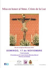 EL DOMINGO 17, MISA EN HONOR AL STMO. CRISTO DE LA LUZ