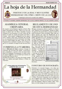 HOJA DE HERMANDAD DEDICADA AL COMIENZO DE CUARESMA