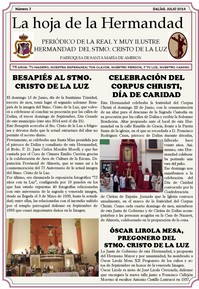 PRESENTADA LA HOJA DE LA HERMANDAD Nº 7, JULIO
