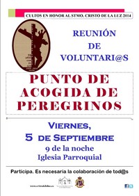 REUNIÓN DE VOLUNTARIOS PARA EL PUNTO DE ACOGIDA A PEREGRINOS