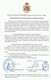 CONVOCATORIA DE ELECCIONES A HERMANO MAYOR