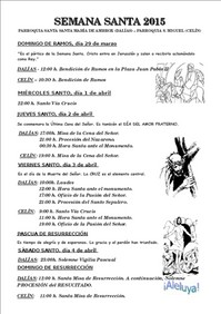 HORARIOS DE SEMANA SANTA EN DALÍAS Y CELÍN