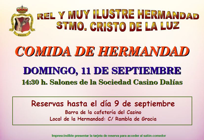 COMIDA DE HERMANDAD - 11 DE SEPTIEMBRE