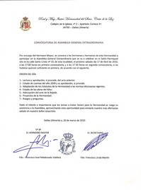 Convocatoria de Asamblea General Extraordinaria