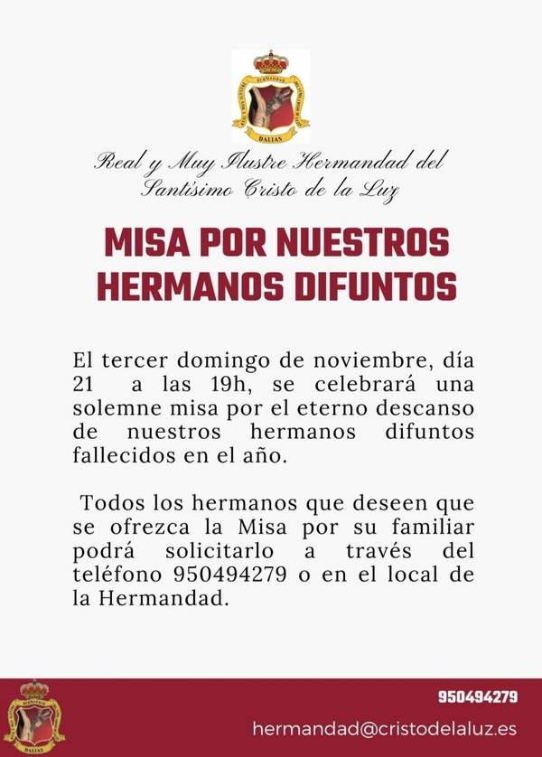 MISA POR NUESTROS HERMANOS DIFUNTOS.