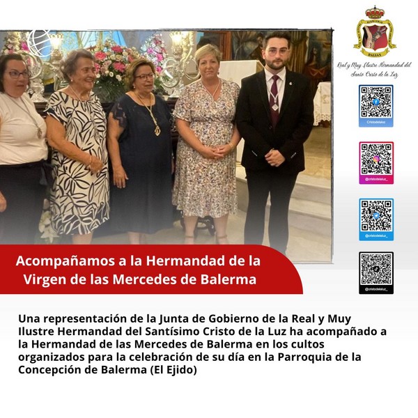 Una representación de la Junta de Gobierno con la Virgen de las Mercedes